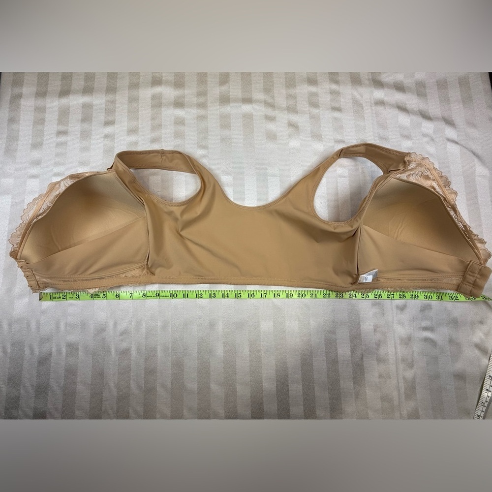 NEW LB Lace Front Closure Wireless Bra Nude Beige 44D Full Coverage Comfort - Picture 10 of 10